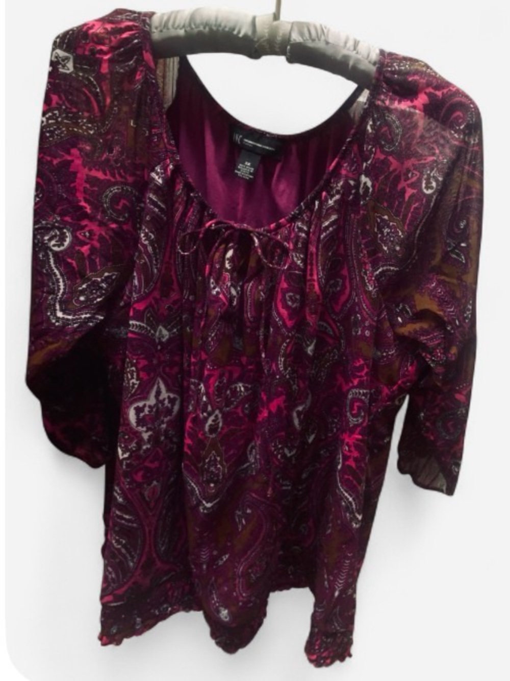 Women's Paisley Peasant Top in Berry 3x